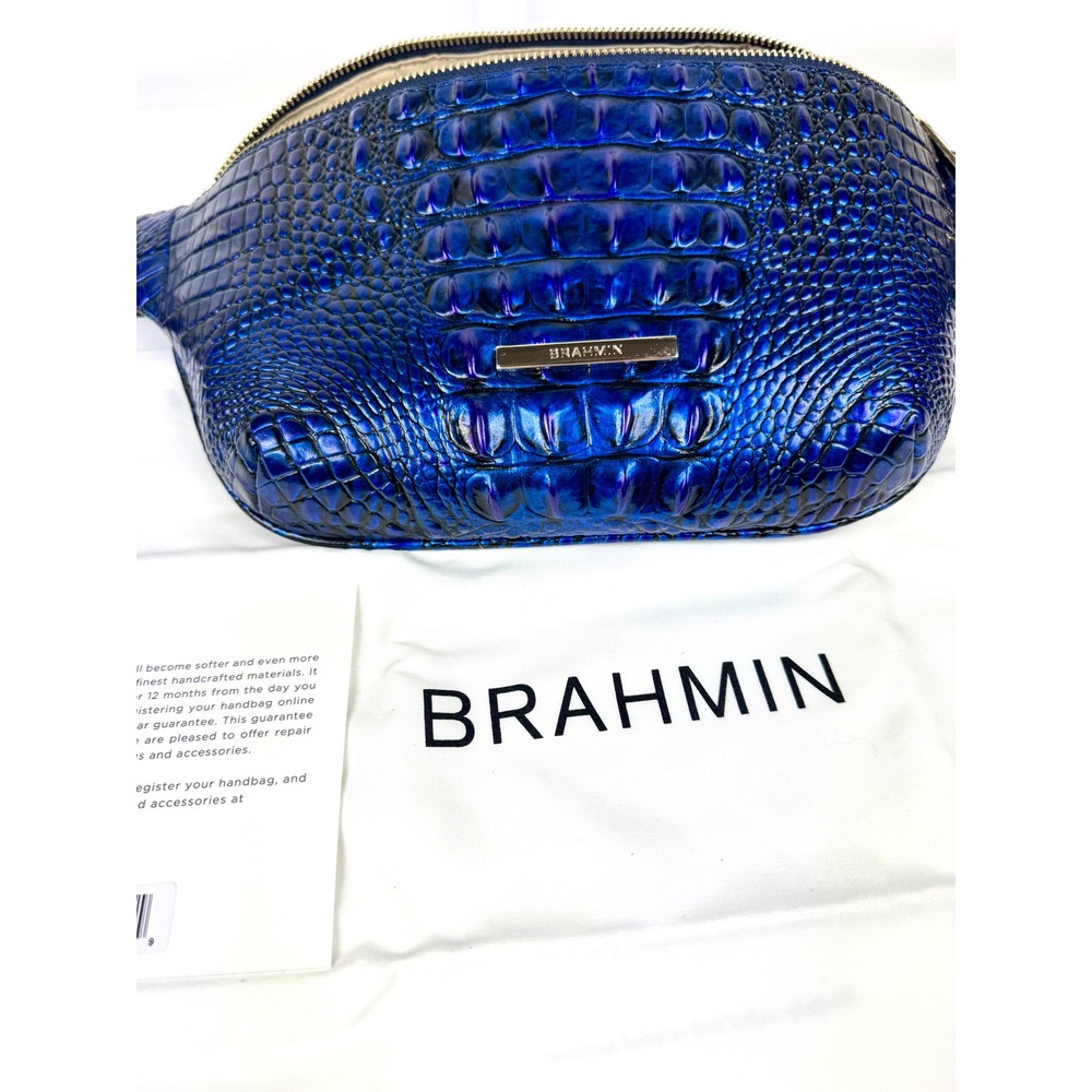 Brahmin Harker Belt Bag Neptune Melbourne Blue Croc Embossed Leather Crossbody